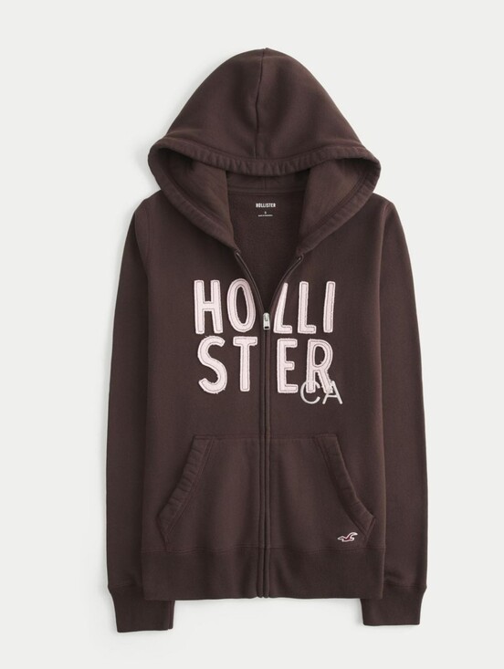 Hollister Tops - Hollister Dark Brown Full-Zip Hoodie LIKE NEW SIZE XL